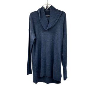 Loft Women's Cowl Neck Long Sleeve Tunic Sweater Slate Blue Size XL